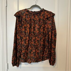 Ruffle Shirt in Cornucopia Red & Black Floral